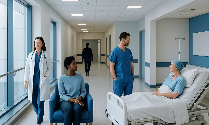 CAR T-Cell Therapy for Multiple Myeloma: What to Expect 8 Medical team consulting with a patient in a hospital room.