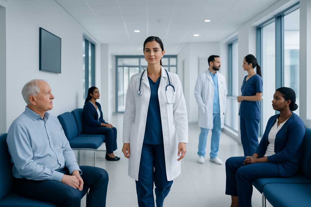 Antibiotic Resistance: Why Some Infections Are Harder to Treat 1 Healthcare professionals and patients in a hospital corridor.