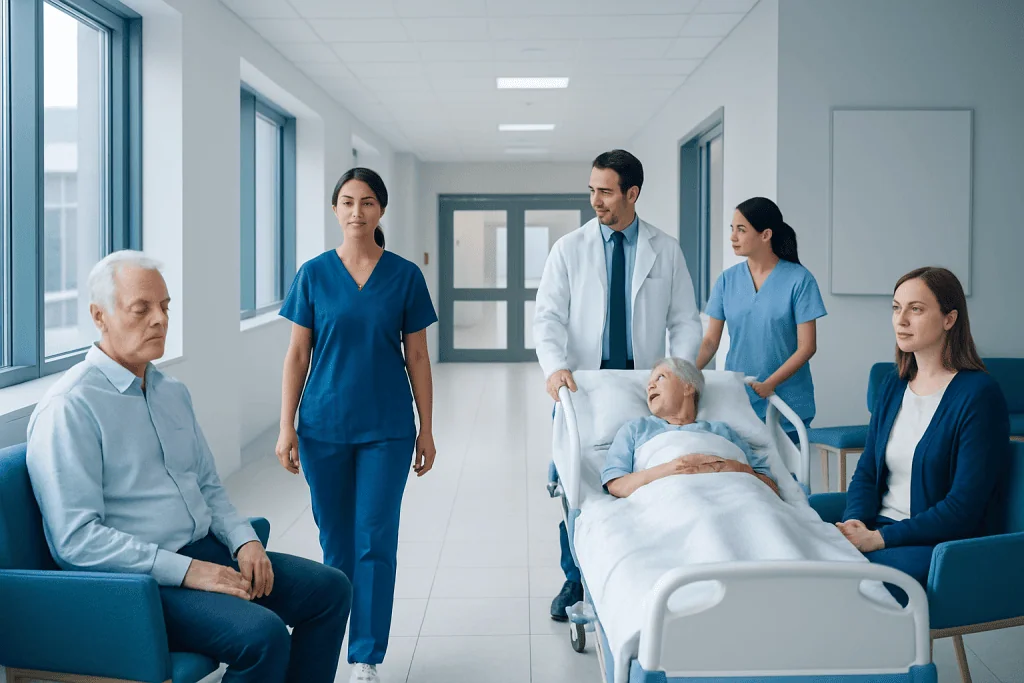 Endovascular Neurosurgery for Stroke: Who May Benefit and How Fast It Must Happen 1 Medical team consulting with patient in hospital room.