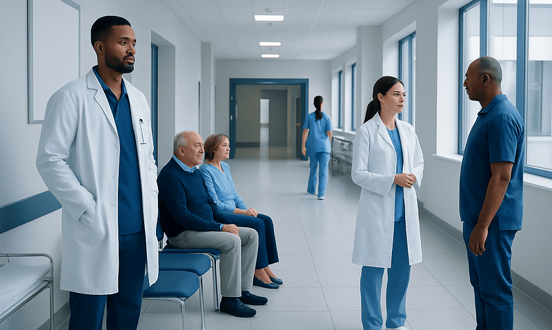 Signs of Kidney Failure: Symptoms That Can Appear Early or Late 15 Medical staff and patients in a hospital corridor.