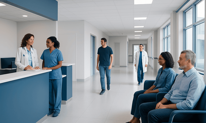 Oral Cancer: Mouth Sores, Tobacco Risk, and When to Get Checked 2 Hospital waiting area with medical staff and patients.
