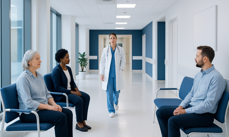 Vaginal Atrophy After Menopause: Symptoms, Treatments, and What Relief to Expect 13 Doctor consulting with patients in a hospital corridor.