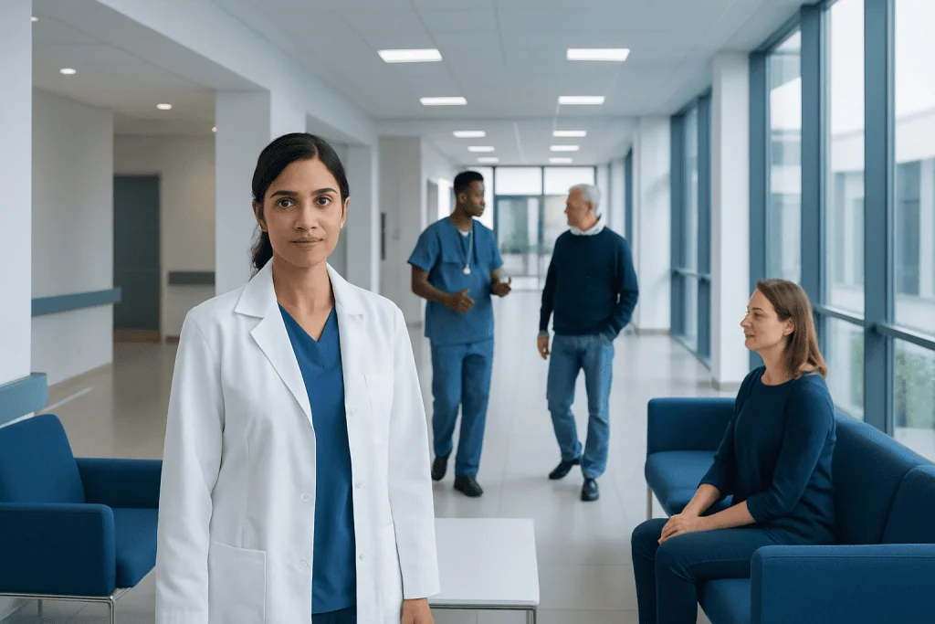 Unequal Pupils, Droopy Eyelid, or Eye Pain: When to See a Neuro-Ophthalmologist 1 Medical team in hospital corridor with doctor and patients.