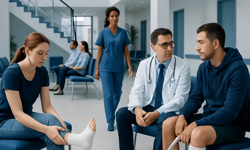 Medical consultation for ankle injury at Acibadem Hospital.