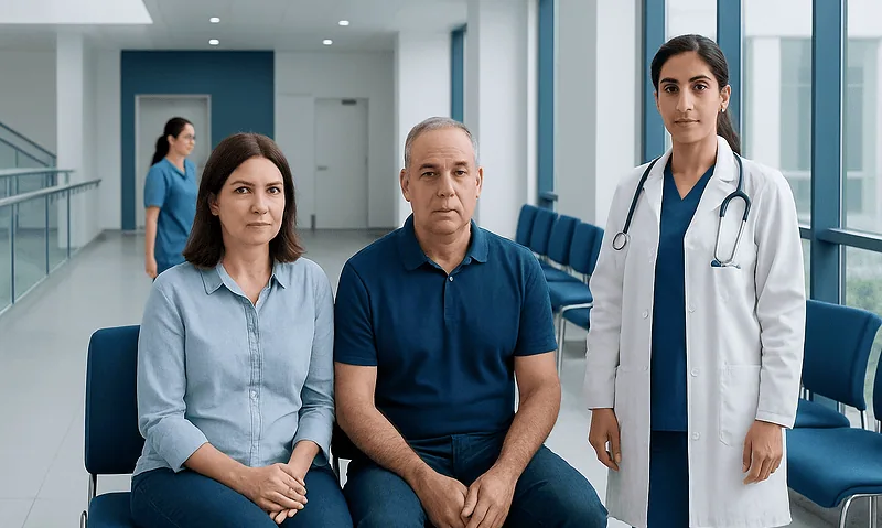 Medical consultation at Acibadem Hospitals Group with doctor and patients.