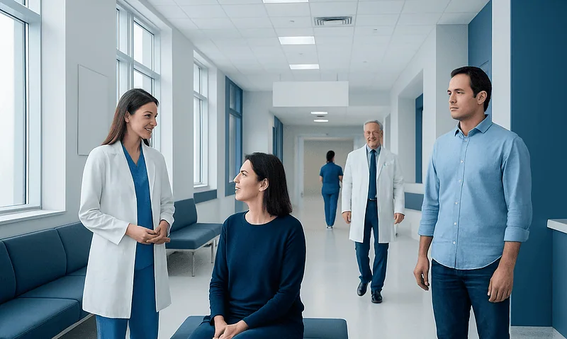 What Causes Cancer? Common Risks, Genetics, and Lifestyle Factors 15 Medical professionals and patient in a hospital corridor.