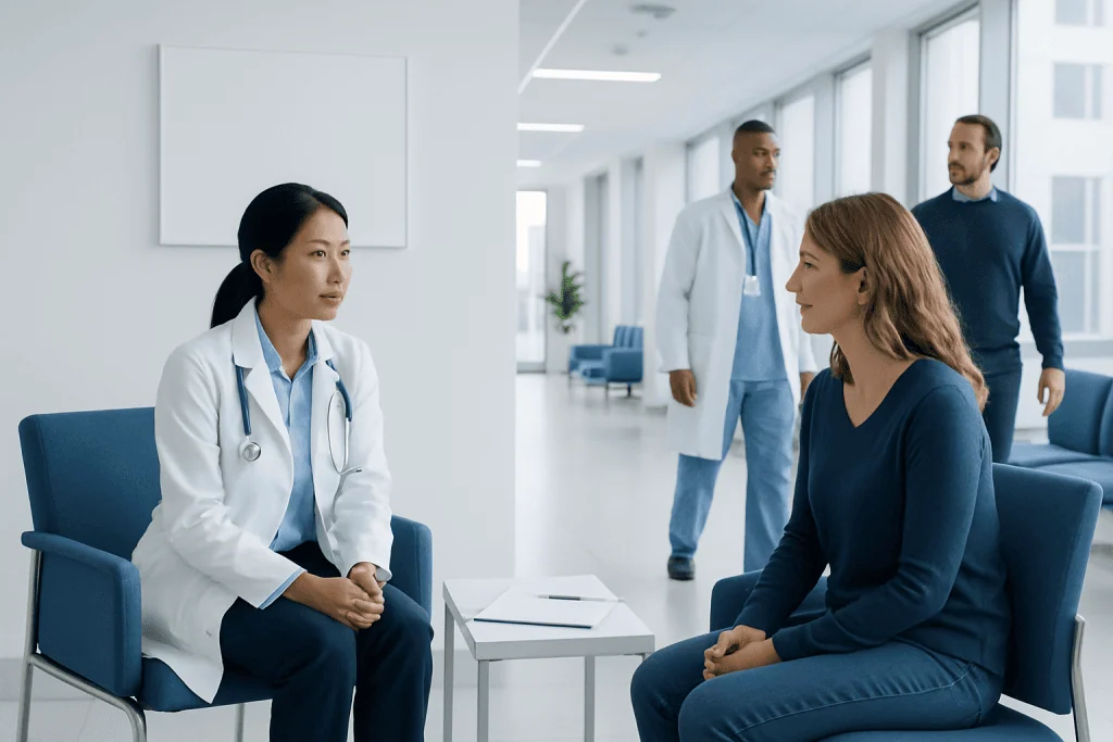 How Doctors Diagnose Endocrine Disorders: Blood Tests, Imaging, and Next Steps 1 Doctor consulting a patient in a modern hospital setting.