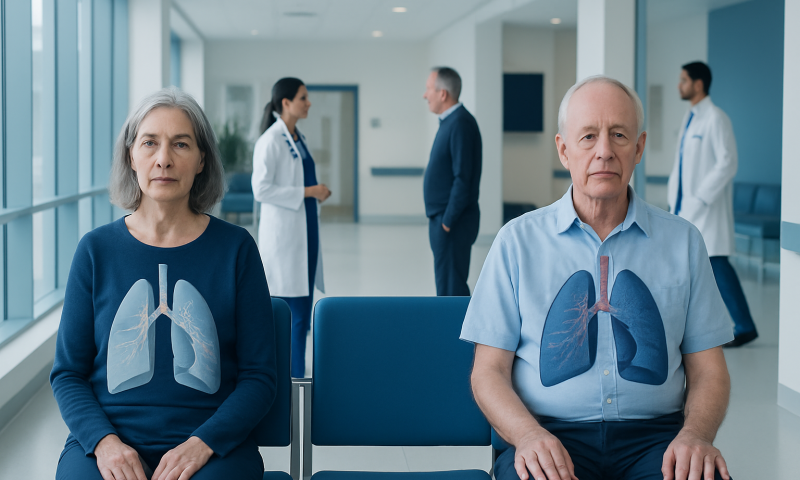 Patients with lung issues waiting in a hospital corridor at Acibadem Hospitals.