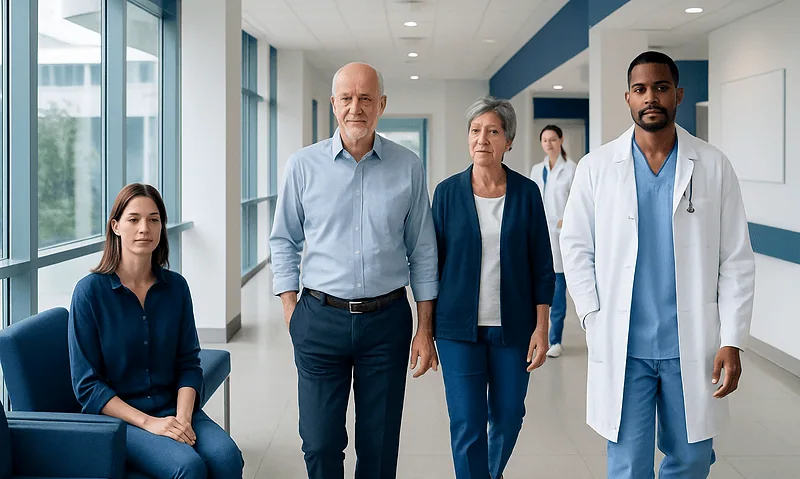 CAR T Cancer Therapy: How It Treats Blood Cancers 16 Diverse medical team in hospital corridor at Acibadem Hospitals Group.
