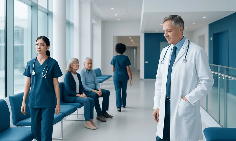 Cardiac Sarcoidosis: Symptoms, MRI Findings, and Treatment Options 4 Medical team at Acibadem Hospital with patients in waiting area.