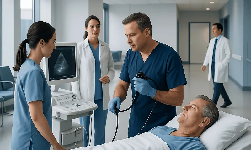 Endobronchial Ultrasound Biopsy: What to Expect Before and After 7 Medical team preparing for endobronchial ultrasound biopsy procedure.