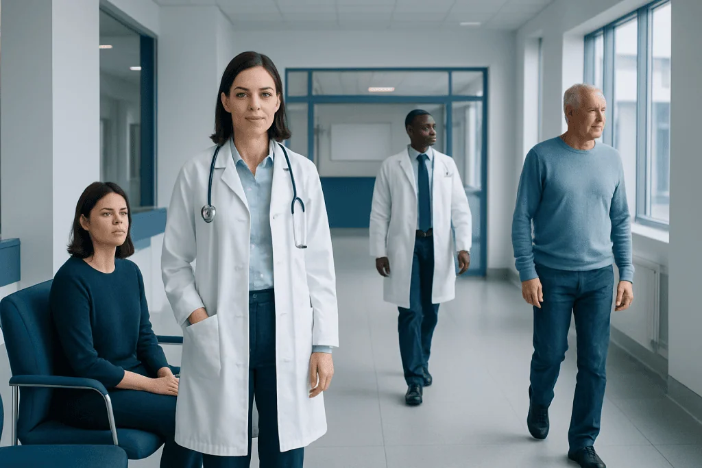 Hematology Definition: What This Medical Specialty Covers 1 Medical team in hospital corridor with doctor and patients.