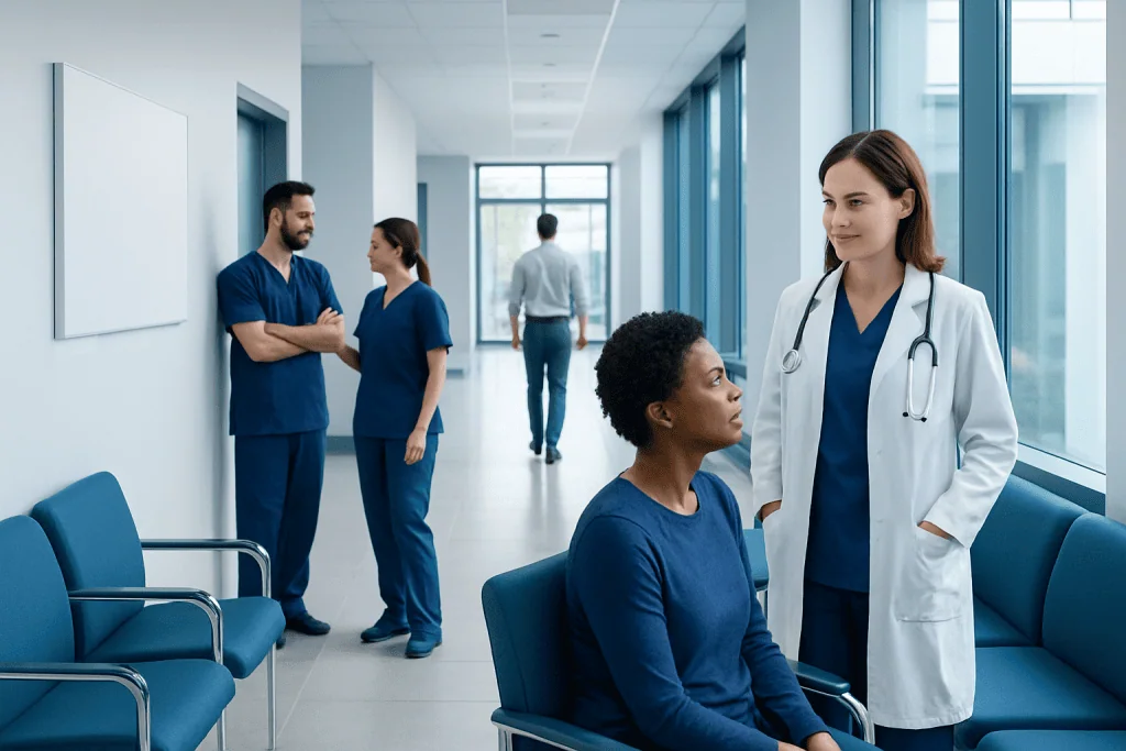 Neuro-Oncology: What It Treats and When Specialist Care Is Needed 1 Medical team discussing patient care in hospital corridor.