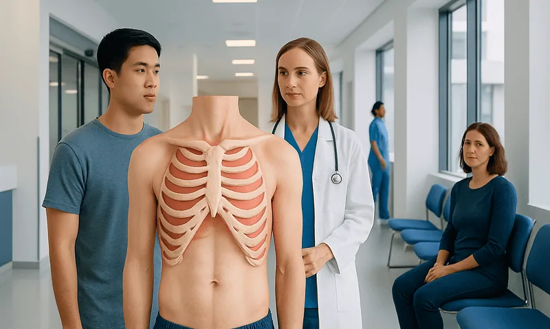 Pectus Excavatum: When Chest Wall Indentation Needs Treatment 2 Medical consultation on chest wall deformity at Acibadem Hospital.