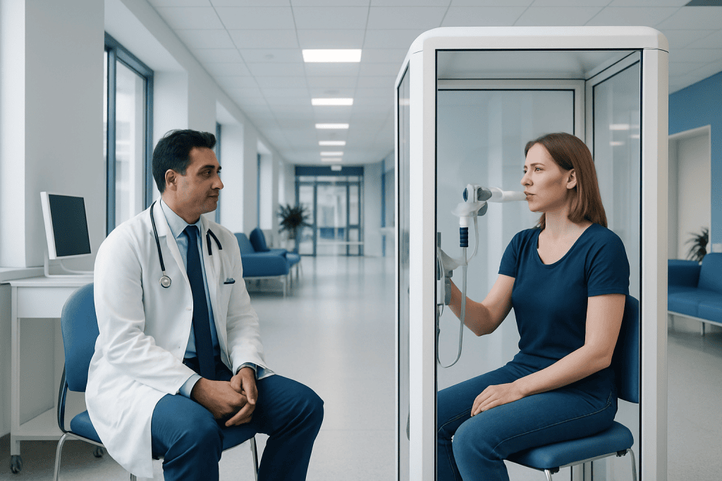 Pulmonary Function Tests: What They Measure and What Results Mean 1 Pulmonary function test being performed in a modern hospital setting.