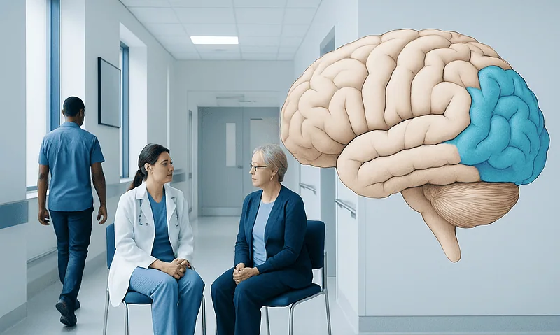 Medical consultation with a focus on brain health and occipital lobe function.