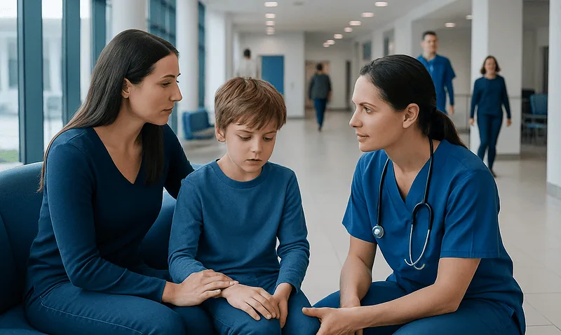 Pediatric consultation at Acibadem Hospital for child's bone and joint health.