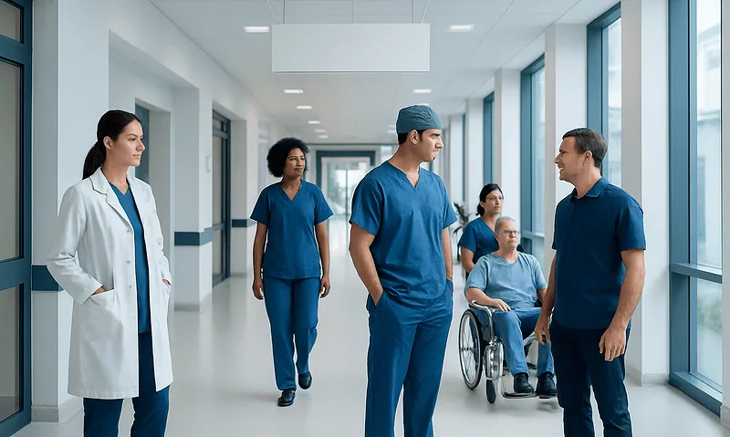 HIFU vs Surgery: When a Noninvasive Option May Be Considered 10 Medical team discussing patient care in hospital corridor.