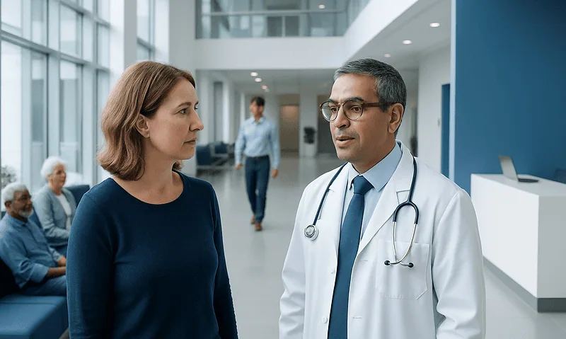 When to See an Endocrinologist: Symptoms, Tests, and Referral Triggers 9 Endocrinologist consulting a patient in a hospital corridor.