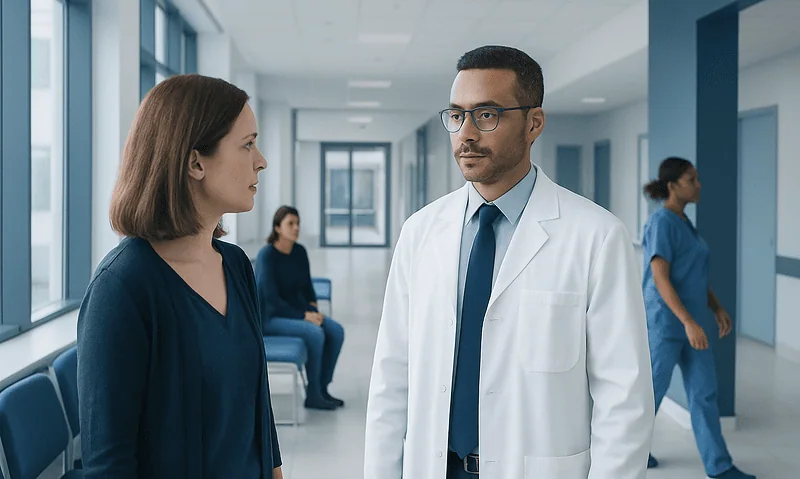 Endocrinologist Meaning: A Simple Guide for Patients 20 Endocrinologist consulting a patient in a hospital corridor.