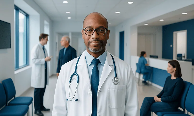 What Does an Endocrinology Doctor Treat Besides Diabetes? 6 Endocrinologist in hospital corridor with patients and staff.
