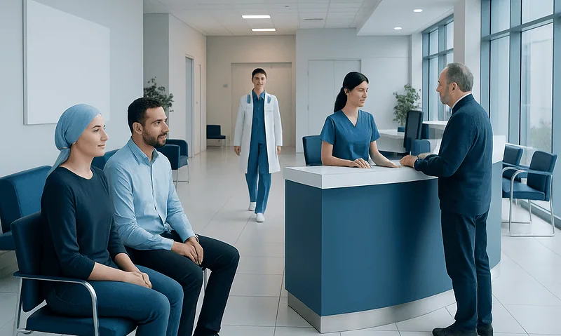 Medical consultation at Acibadem Hospital with healthcare professionals and patients.