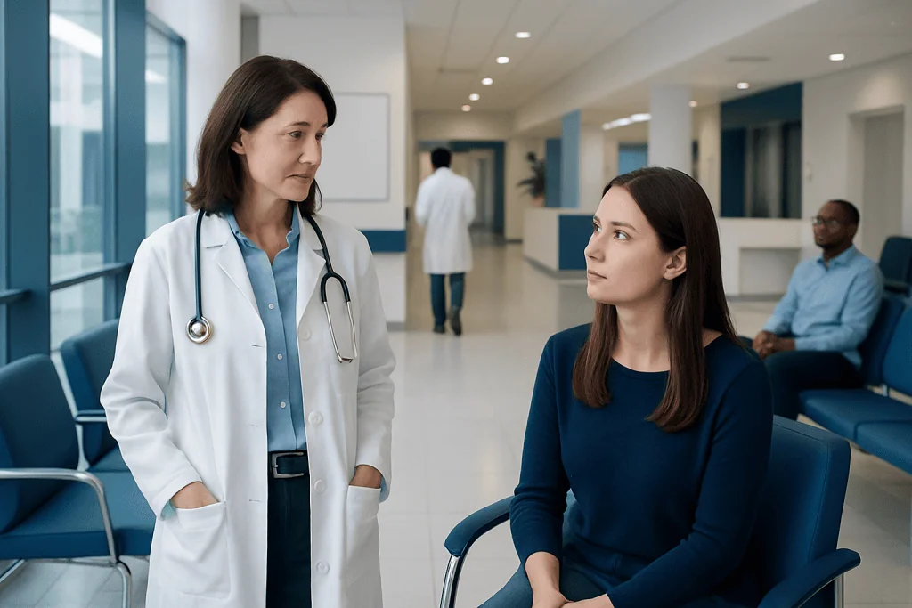 Celiac Disease: What to Eat After a New Diagnosis 1 Doctor consulting a patient in a hospital waiting area.