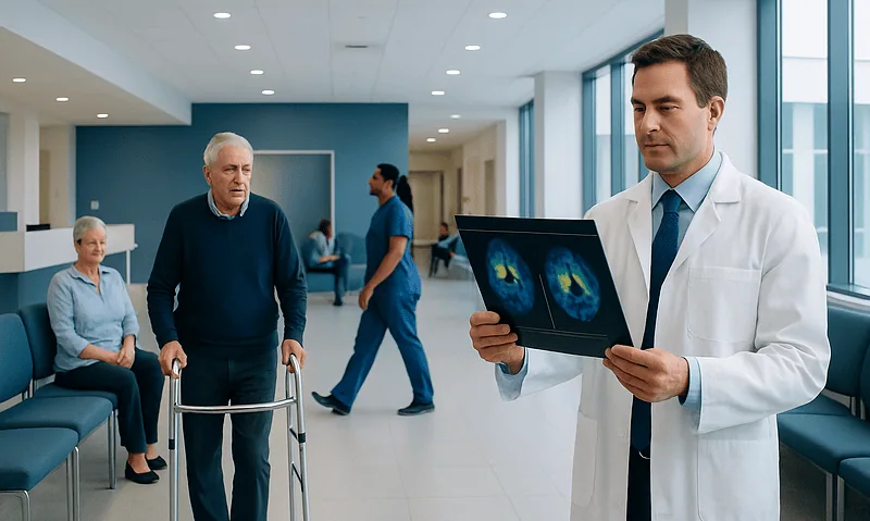 DaTscan for Parkinsonism: When This Brain Imaging Test May Help 3 Doctor reviewing brain scan images for Parkinsonism diagnosis in hospital.