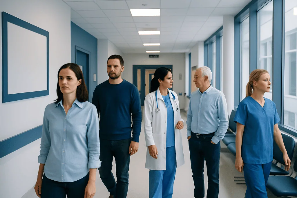 How Much Is Liposuction and a Tummy Tuck Together? 1 Medical team walking in hospital corridor at Acibadem Hospitals Group.