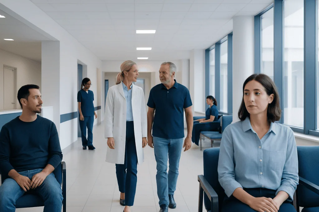 What Is a Hormone? How Chemical Messengers Travel and Act in the Body 1 Patients and medical staff in a hospital corridor at Acibadem Hospitals Group.