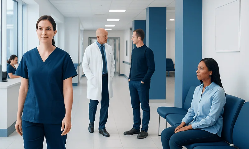 What Is a Normal Heart Rate? Resting Pulse Ranges by Age 1 Healthcare professionals and patients in a hospital corridor at Acibadem Hospitals Group.