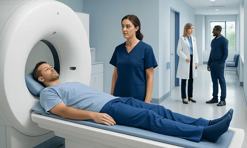What Is a PET-MRI Scan and When Is It Used? 2 Patient undergoing a PET-MRI scan in a modern hospital setting.