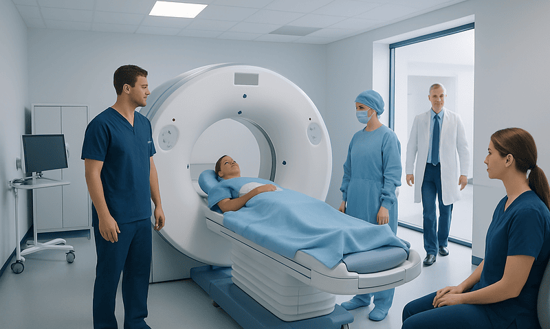 Intraoperative CT Scan: Real-Time Imaging During Surgery Explained 18 Patient undergoing intraoperative CT scan in a modern hospital setting.