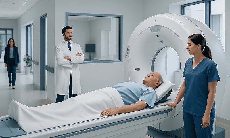 Cardiac CT Before Bypass Surgery: Why It Is Done 18 Patient undergoing cardiac CT scan at Acibadem Hospital.