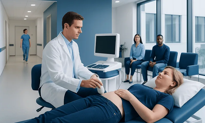 FibroScan for Fatty Liver: How the Test Works and What Results Mean 14 Doctor performing FibroScan test on a patient in a hospital setting.