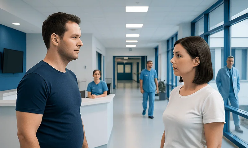 Patient and doctor in consultation at Acibadem Hospital.