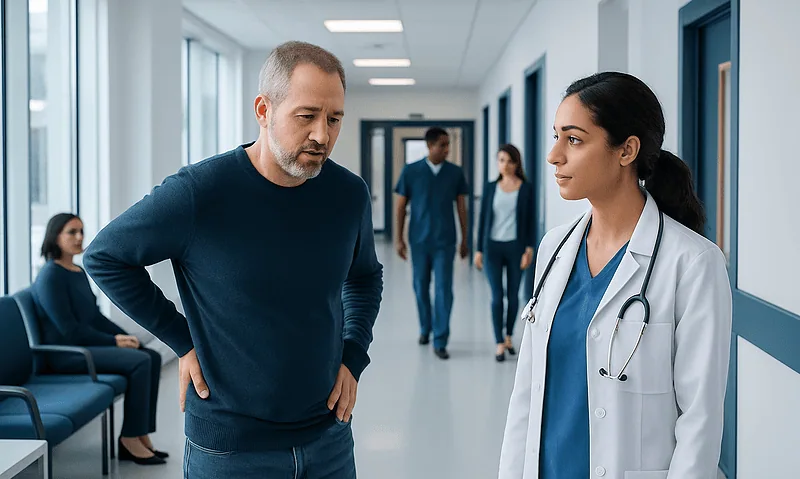 What Is the First Sign of Kidney Problems? 13 Doctor discussing kidney health with a patient in hospital corridor.