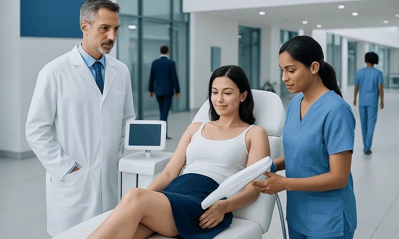 Laser Hair Treatment: How Long Results Last and What Affects Maintenance 3 Medical consultation at Acibadem Hospital for laser hair treatment.