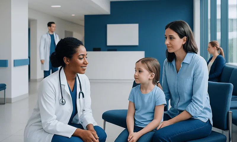 What Is Pediatrics? A Parent-Friendly Guide to Child Healthcare 10 Pediatric consultation at a hospital with a doctor and mother with child.