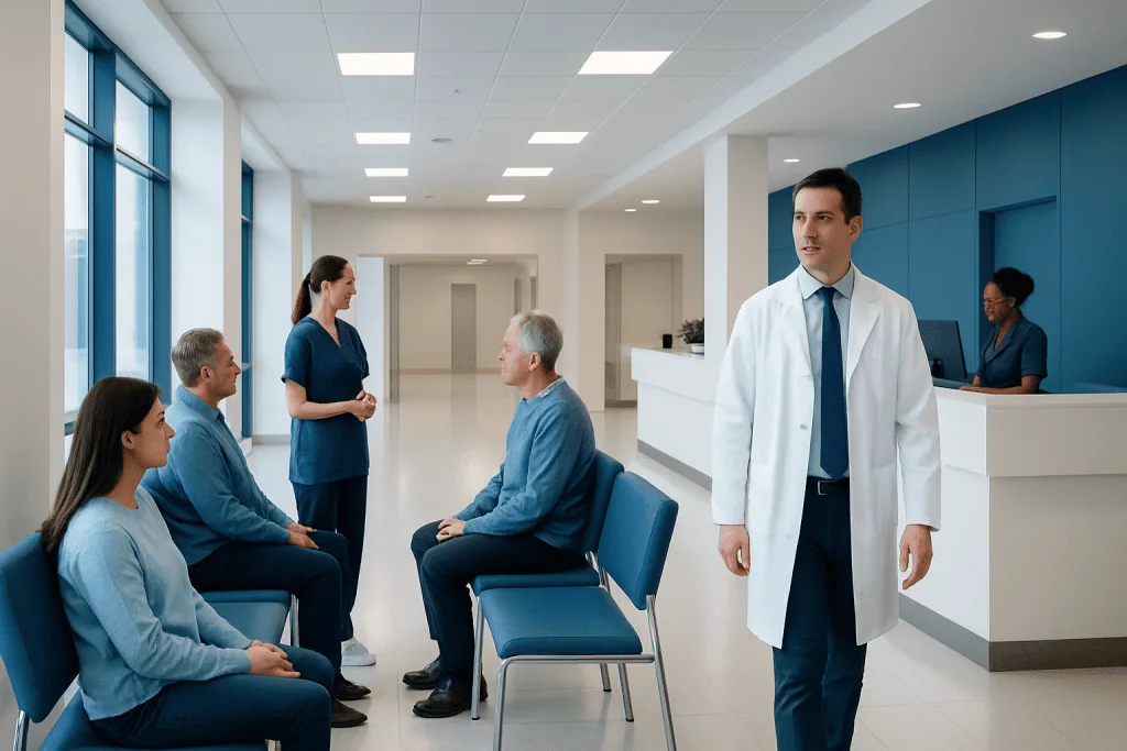 Saturated Fat: What It Is and How Much You Need 1 Doctor consulting patients in a hospital waiting area.