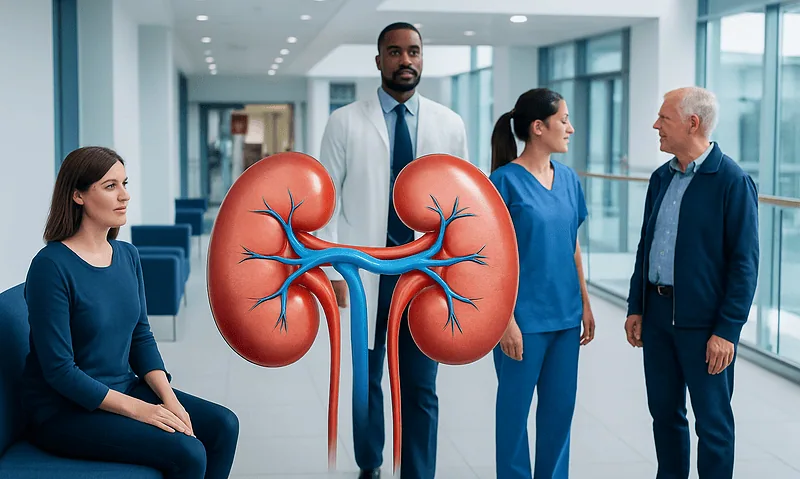 Kidneys: What They Do and Why They Matter to Your Health 14 Medical professionals discussing kidney health in a hospital corridor.