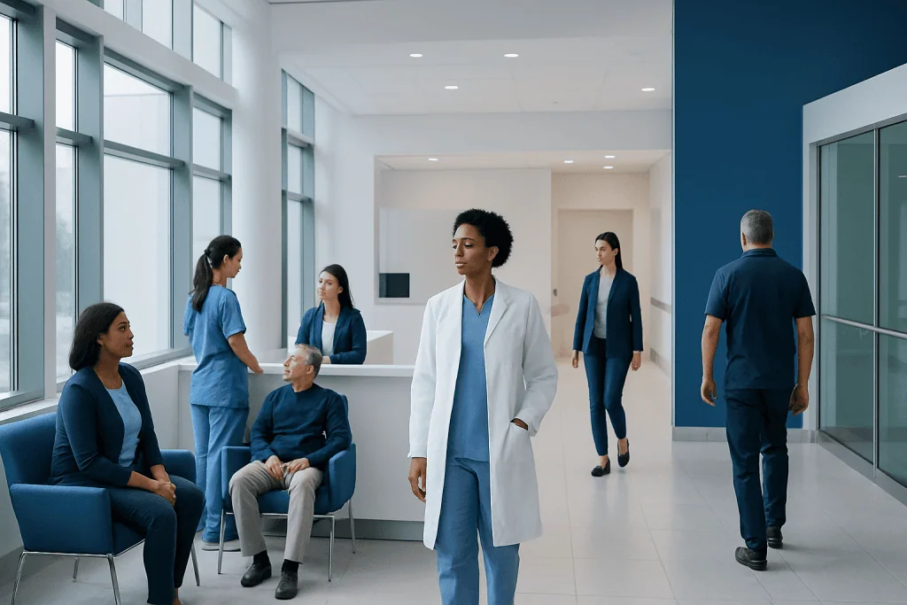 Labcorp Test Menu: How Doctors Choose the Right Lab Tests 1 Healthcare professionals and patients in a modern hospital waiting area.