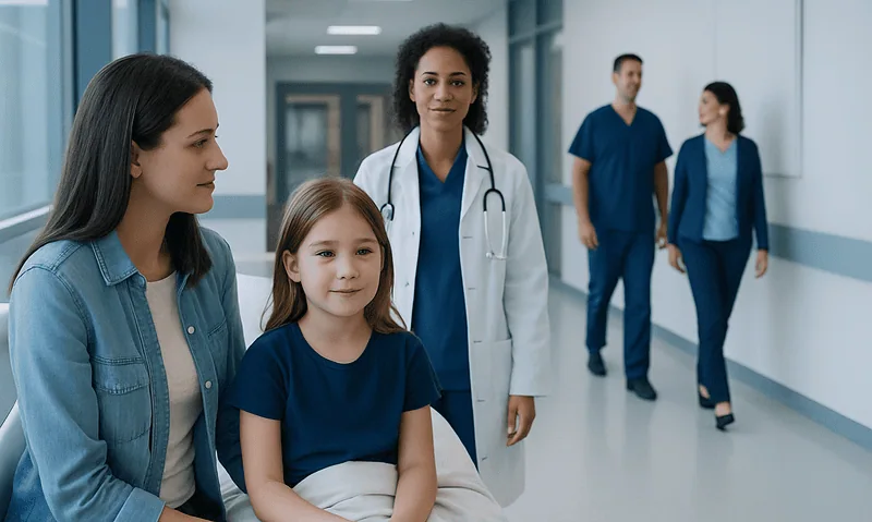 Tonsillectomy Recovery: What to Expect Each Day After Surgery 19 Child with sore throat visiting hospital for tonsillectomy consultation.