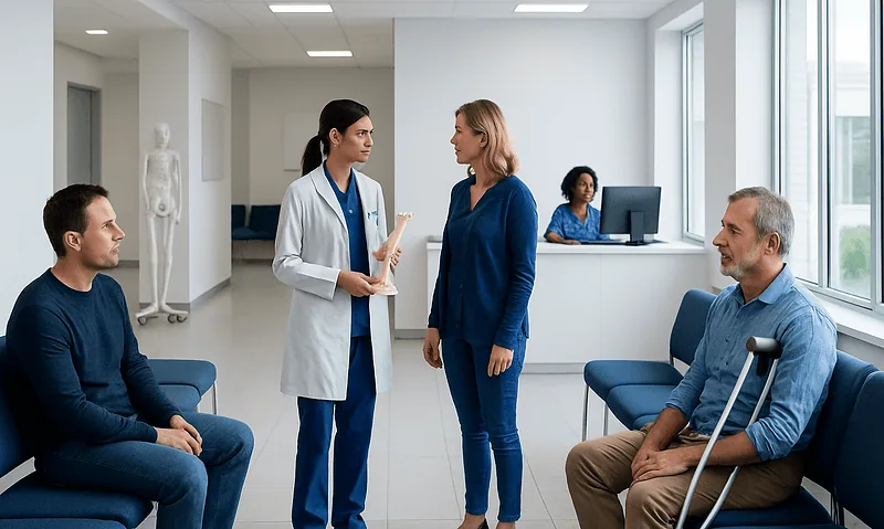 Orthopedic Surgery Cost: What Affects the Price? 7 Medical consultation at Acibadem Hospital with doctor and patients.