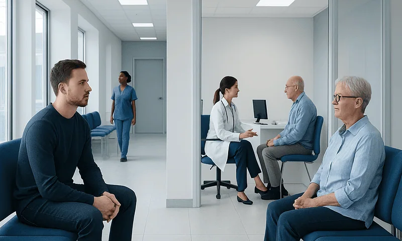 Patient and doctor in a neurology consultation at Acibadem Hospital.