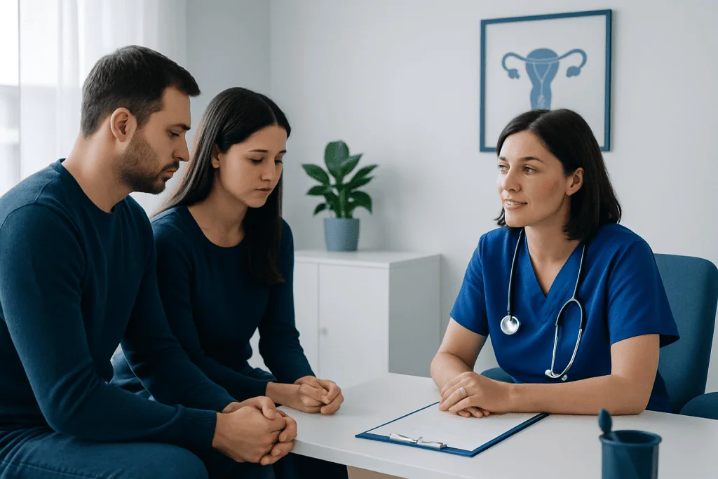 Fertility consultation at Acibadem Hospital with doctor and patients.