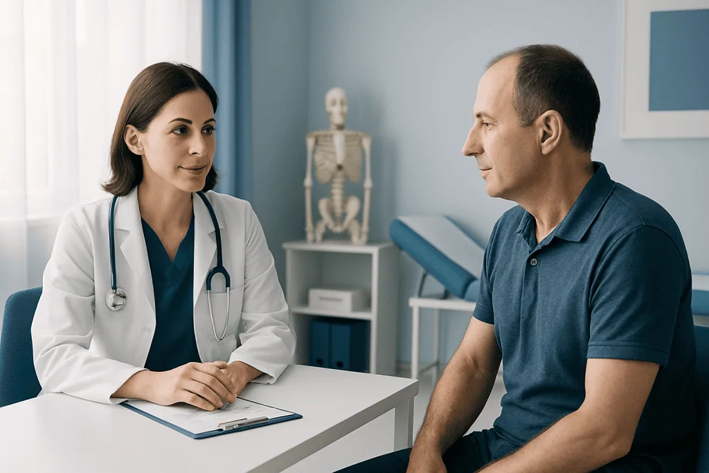 Doctor consulting patient in a medical office at Acibadem Hospitals Group.