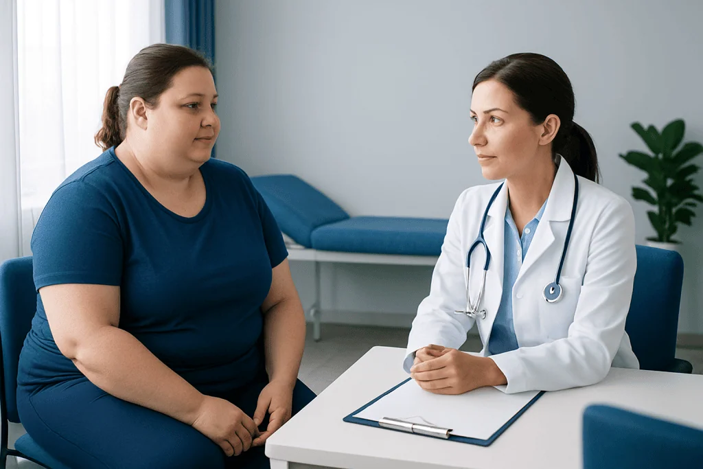 Doctor consulting with a patient about post-gastric sleeve exercise.
