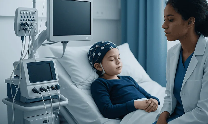 Childhood Seizures: When Pediatric Neurology Evaluation Is Needed 17 Pediatric patient undergoing neurological evaluation in hospital.