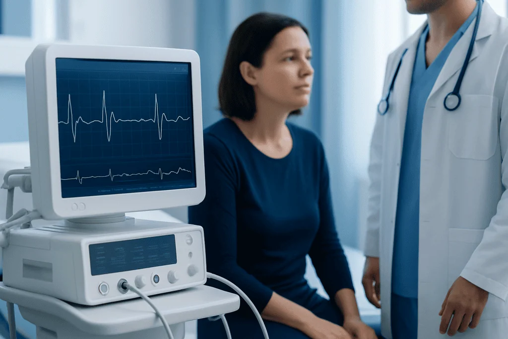 Patient undergoing heart monitoring at Acibadem Hospital.